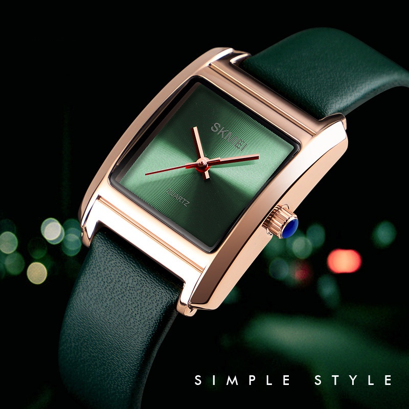 Đồng hồ nữ dây da mặt vuông chính hãng skmei 1432