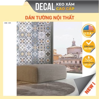 Giấy Decal Dán Tường KEO XÁM Avery Chuyên Dụng Họa Tiết Gạch Bông Vintage, Chống Thấm Nước, Kích Thước 120x60cm DGB-029