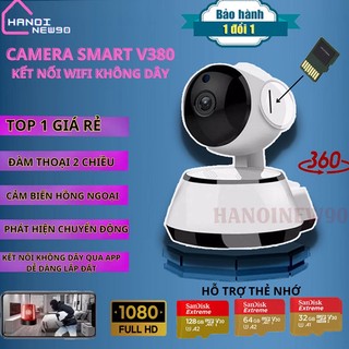 camera không dây giám sát wifi smart v380 xoay 360 độ-cảm biến hồng ngoại-cam mini giá rẻ-chất lượng quay full HD