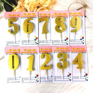 Nến Số Nhũ Vàng Cao Cấp Chất Liệu Sáp An Toàn  - Trang Trí Bánh Kem - Nến Số Bánh Sinh Nhật