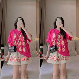 Áo thun nữ họa tiết gấu Panda, Áo phông cổ tròn chất mềm form rộng chất mềm phong cách Hàn Quốc
