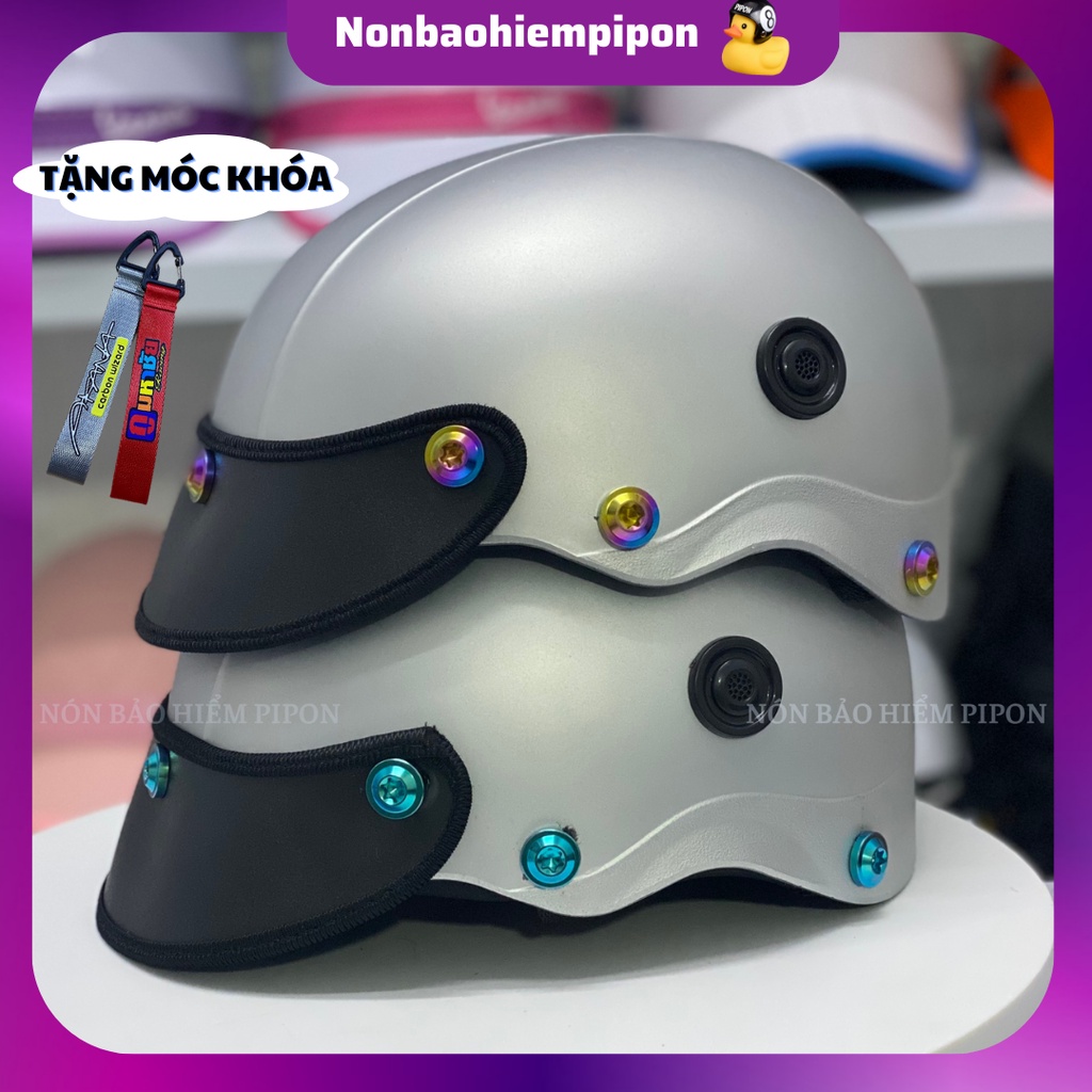Mũ bảo hiểm ốc titan gr5 TẶNG TEM BIKER/MÓC KHÓA , Nón bảo hiểm sơn gắn ốc titan nửa đầu dành cho cả nam và nữ