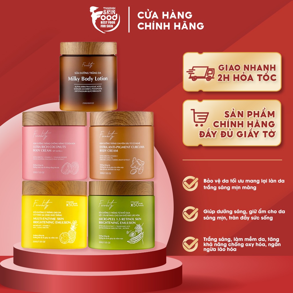 Kem, Sữa Dưỡng Thể Giảm Viêm Nang Lông & Mụn Cơ Thể, Trắng Da, Mờ Thâm Freshity Milky Body Lotion, Body Cream 200g