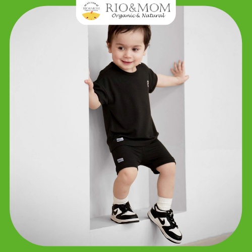 Áo cộc tay - quần đùi legging - bộ cộc tay - bộ sát nách đen trắng Black & White Bu Baby cho bé trai, bé gái