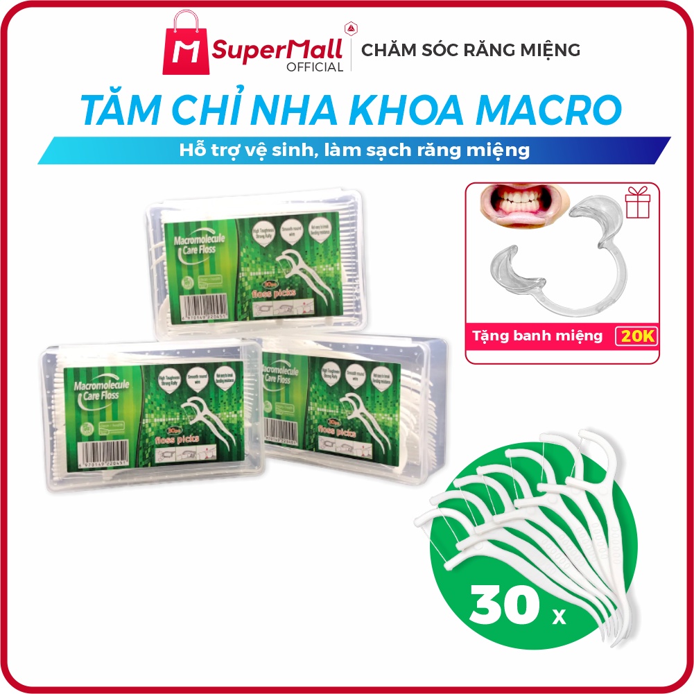 [𝗖𝗡𝟮] Tăm chỉ nha khoa Macromolecule hộp 30 chiếc siêu bền bỉ / Dental floss/ Dental floss pick