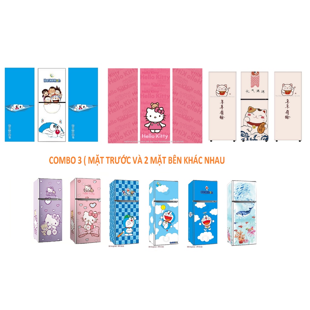 COMBO 3 TẤM DECAL TỦ LẠNH MẶT TRƯỚC VÀ MẶT BÊN KHÁC NHAU