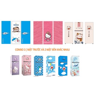 Combo 3 tấm decal tủ lạnh mặt trước và mặt bên khác nhau