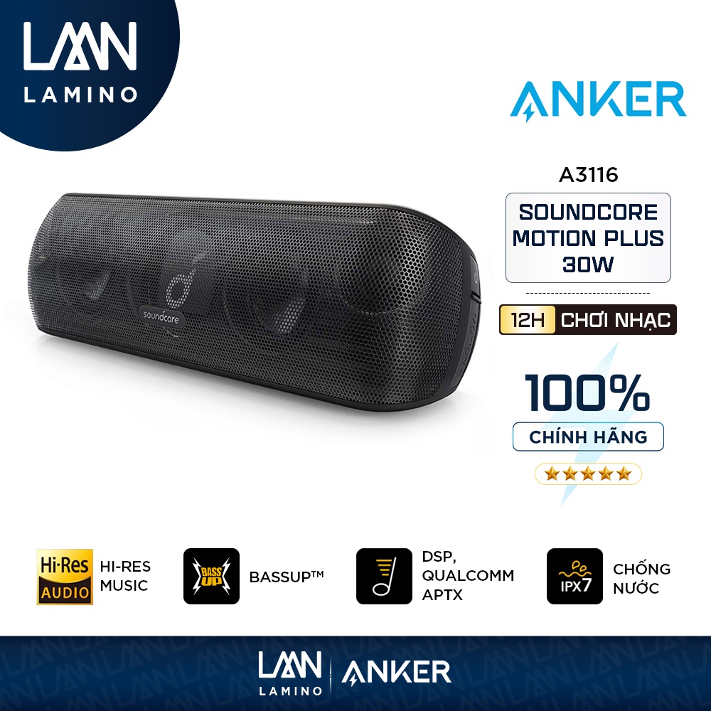 Loa bluetooth SOUNDCORE (by Anker) Motion+ [Motion Plus] 30W - A3116 LAMINO