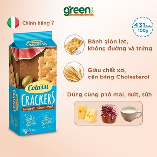 Bánh cracker ăn kiêng vị lạt Colussi Ý 250g dùng bột mì nguyên cám và dầu hướng dương, ăn chay không trứng