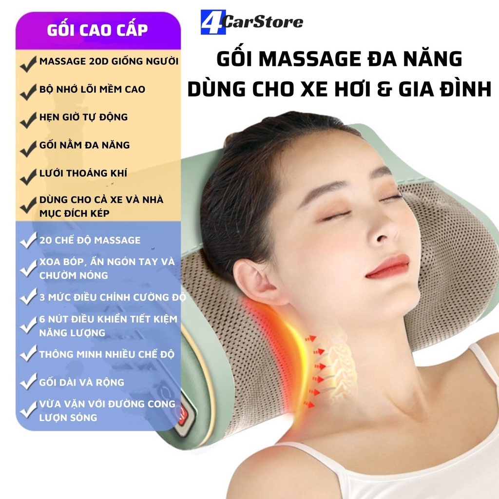 Máy massage cổ vai gáy đa năng cho ô tô, điện gia đình cao cấp RP3 - Gối massage cổ vai gáy, toàn thân - Gối mát xa cổ