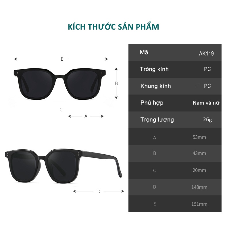 Kính Râm Nam Nữ Tròng Nhiều Màu Độc Lạ Cực Chất Chống Chói Lóa Và Tia UV400 Phối Đồ Trendy Phong Cách Hàn Quốc AK119