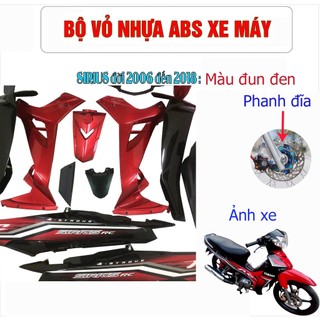 Trọn bộ dàn áo Phanh Đĩa cho xe SIRIUS RC Đun Đen [TẶNG TEM XE] Bộ nhựa xe Sirius RC nhựa ABS cao cấp