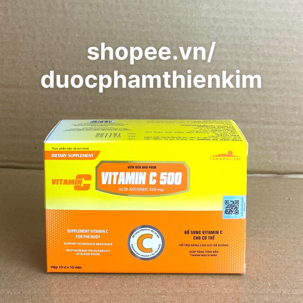 Viên uống VITAMIN C 500 mg tăng cường sức đề kháng, bổ sung vitamin C cho cơ thể - 100 viên