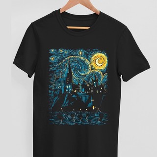 Áo thun Harry Potter x Starry Night Hogwarts Van Gogh dành cho Potterhead dáng unisex nam nữ