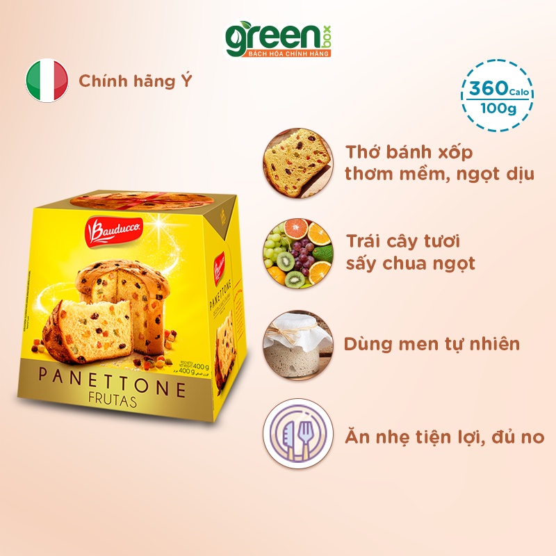 Bánh bông lan nhân trái cây Panettone Classic 100g nhập khẩu Ý lên men tự nhiên