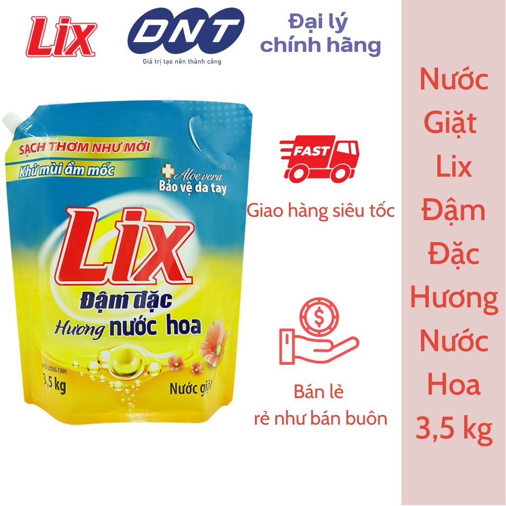 Túi Nước Giặt LIX Đậm Đặc Hương Nước Hoa 3,5kg - Phân phối Chính hãng