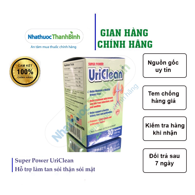Super Power UriClean – Làm tan sỏi thận, gan, mật Nhập Khẩu Mỹ