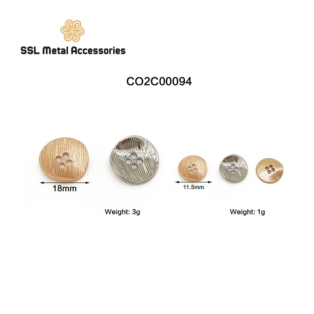 Cúc áo kim loại thời trang mới 4 lỗ sang trọng dành cho áo vest, sơ mi, áo dạ CO2C00094 11,5mm/18mm