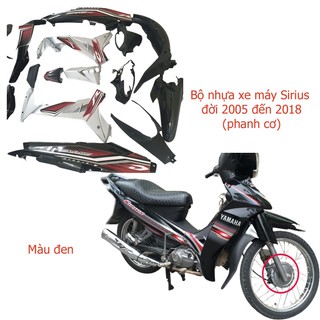 Bộ dàn áo dành cho xe SIRIUS PHANH CƠ nhựa nguyên sinh ABS cao cấp màu ĐEN ,Tăng kèm bộ ốc theo xe
