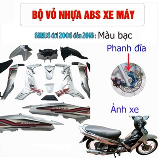 Bộ dàn áo xe SIRIUS màu BẠC Loại Phanh Đĩa  💥 Bộ vỏ nhựa Màu Bạc cho xe Sirius đời 2005 đến 2018