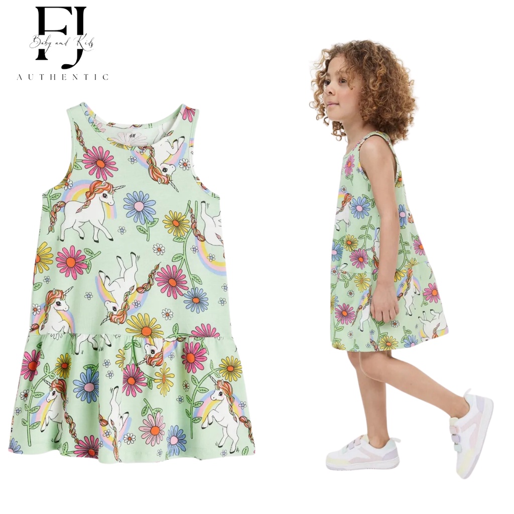 Váy sát nách bé gái chính hãng HM, váy sát nách họa tiết cho bé 2-10 tuổi Auth