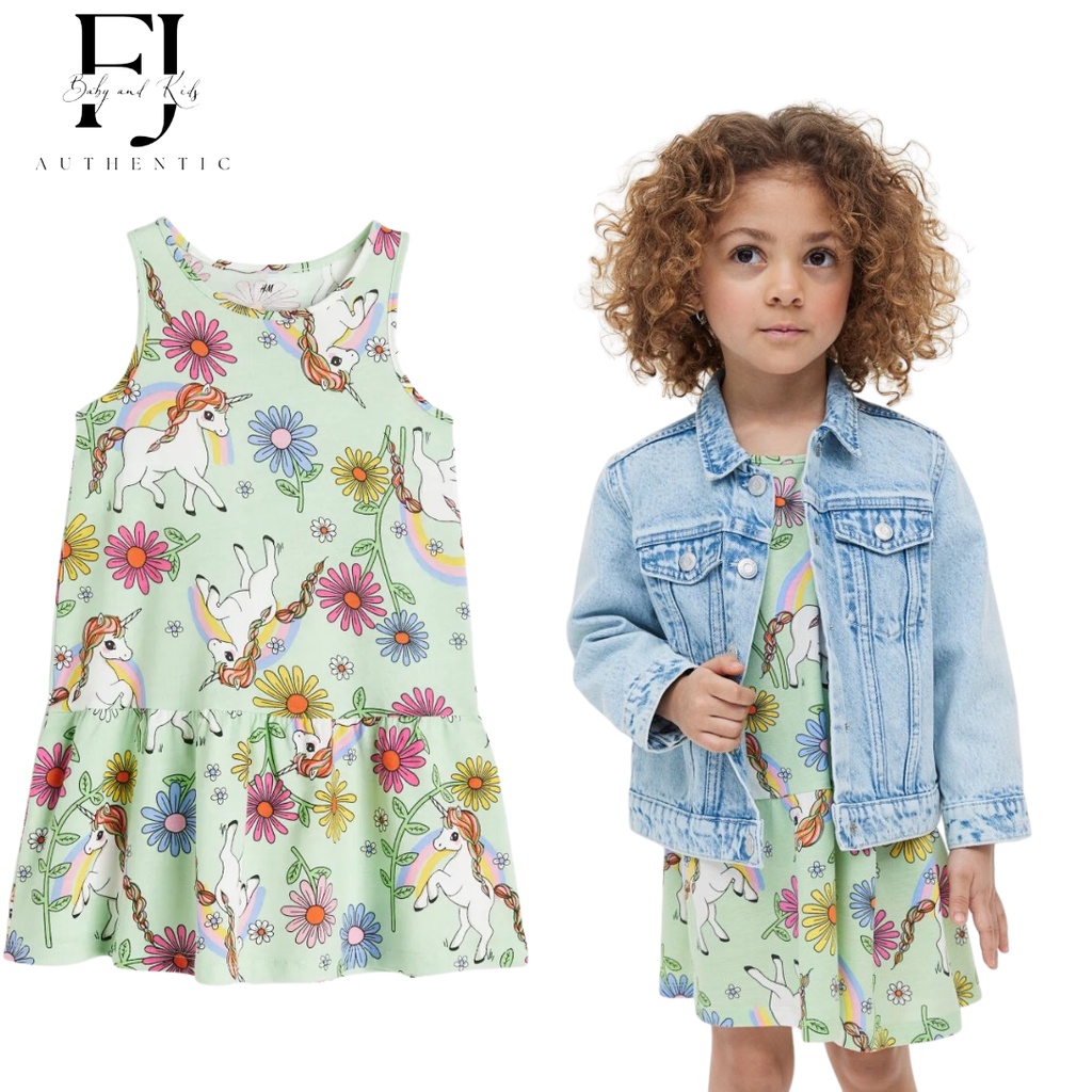 Váy sát nách bé gái chính hãng HM, váy sát nách họa tiết cho bé 2-10 tuổi Auth