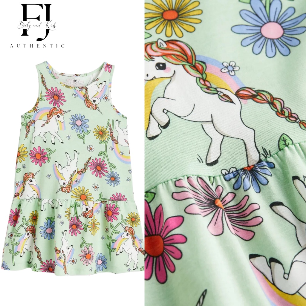 Váy sát nách bé gái chính hãng HM, váy sát nách họa tiết cho bé 2-10 tuổi Auth