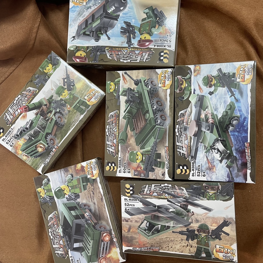 Lego xếp hình xe tăng chiến đấu 6 in 1 đồ chơi thông minh cho bé