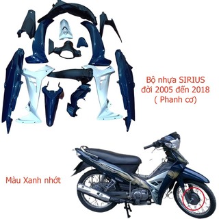 Bộ dàn áo dành cho xe SIRIUS màu Xanh nhớt - phanh CƠ,Tặng kèm bộ ốc theo xe