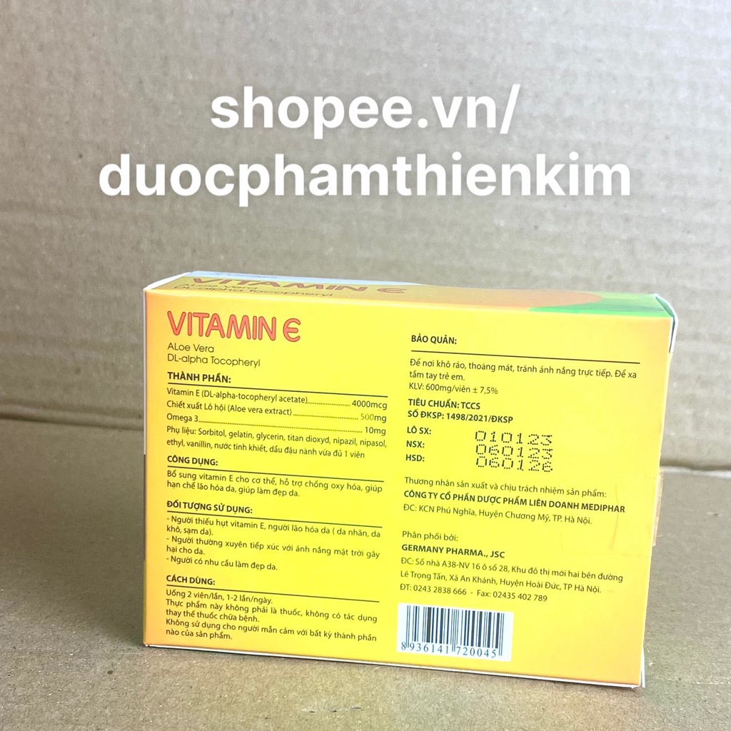 VITAMIN E viên uống đẹp da, sáng da, giảm nám sạm, cân bằng nội tiết - Hộp 30 Viên