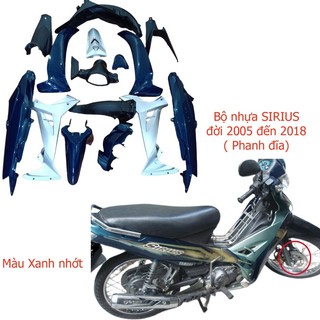 Bộ Dàn áo C110 dành cho xe SIRIUS đời 2005 đến 2018 màu Xanh nhớt - phanh Đĩa, Tặng kèm bộ ốc theo xe