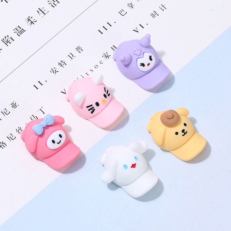 Charm mũ nón lưỡi trai nhân vật Cinnamoroll, Kuromi, Pompom trang trí kẹp tóc, vỏ ốp điện thoại, DIY