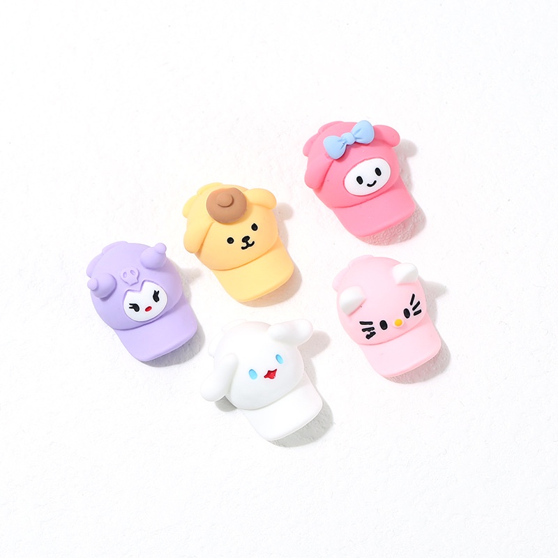 Charm mũ nón lưỡi trai nhân vật Cinnamoroll, Kuromi, Pompom trang trí kẹp tóc, vỏ ốp điện thoại, DIY