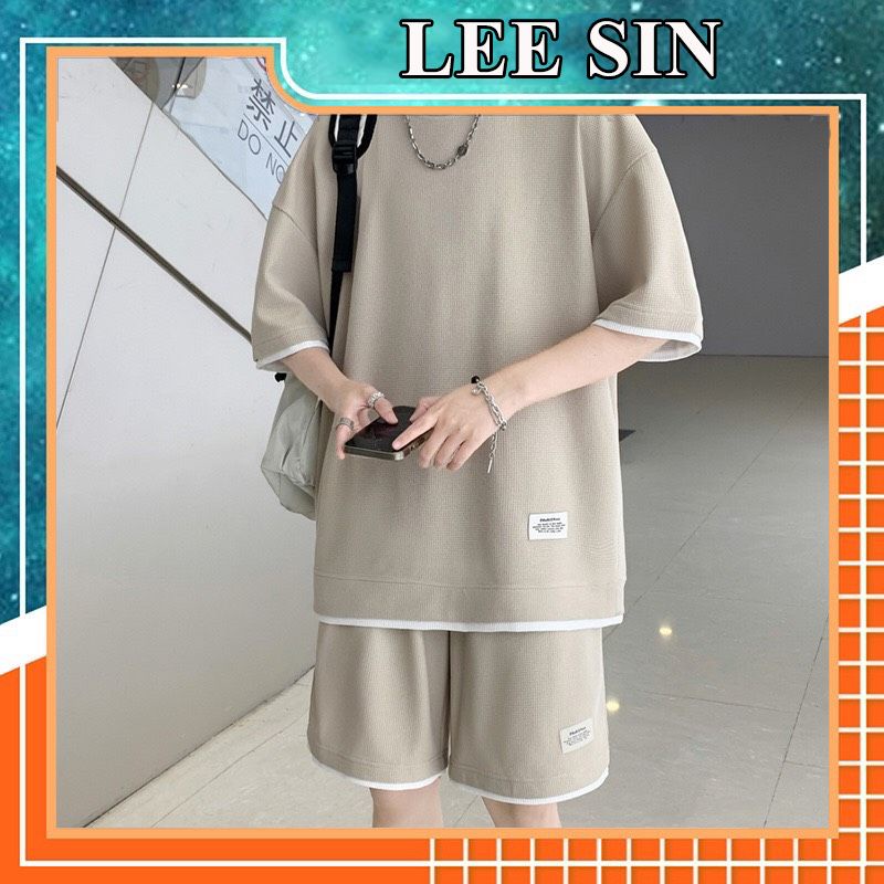 Bộ thể thao nam cộc tay chất tổ ong phối màu trẻ trung năng động cho mùa hè - LEESIN | BigBuy360 - bigbuy360.vn