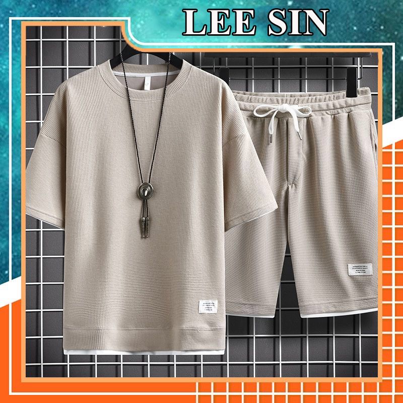 Bộ thể thao nam cộc tay chất tổ ong phối màu trẻ trung năng động cho mùa hè - LEESIN | BigBuy360 - bigbuy360.vn