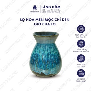 Bình hoa, lọ hoa Gốm sứ Bát Tràng cao cấp Men hỏa biến màu Xanh đồng dáng Giỏ cua to làm quà tặng - Làng Gốm Bát Tràng