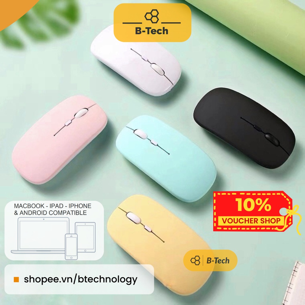 Chuột không dây bluetooth wireless mouse pin sạc W110, chuột cho macbook ipad android phone tablet - B-Tech, BTech TPHCM | BigBuy360 - bigbuy360.vn
