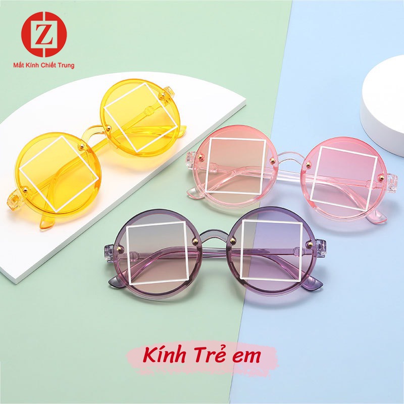 Kính thời trang Trẻ Em 2022, gọng tròn bé gấu dễ thương, thiết kế hình tròn bọc hình vuông màu trong mã H6696