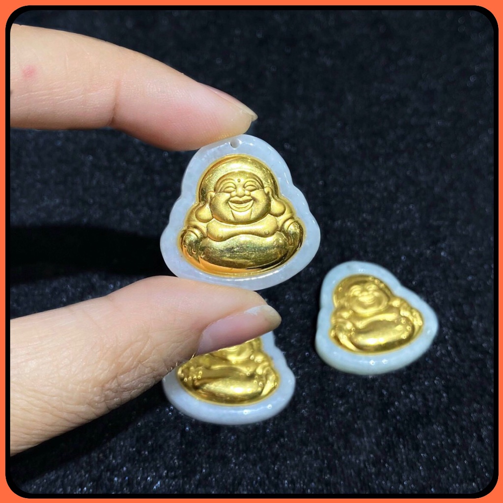Mặt dây chuyền Phật Di Lặc, Quan Âm đá Ngoc Cam Thach mạ vàng thiên nhiên Tặng kèm túi đựng MD200 - Hợp tất cả các mệnh