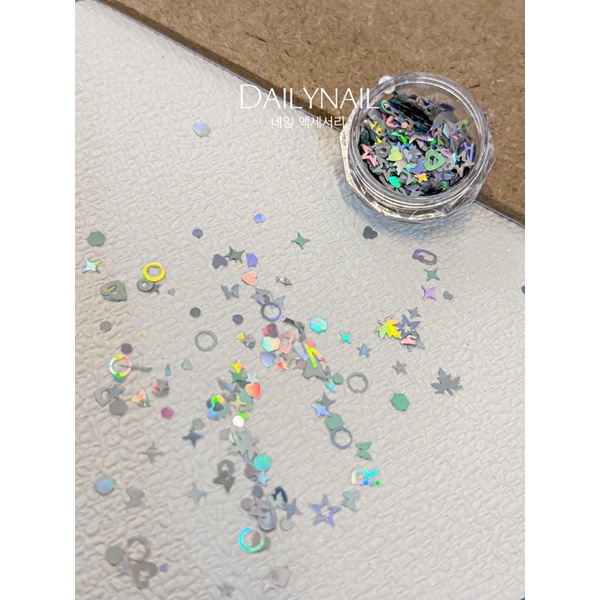 Set nhũ sequin 6 tone bạc ẩn móng daily mix