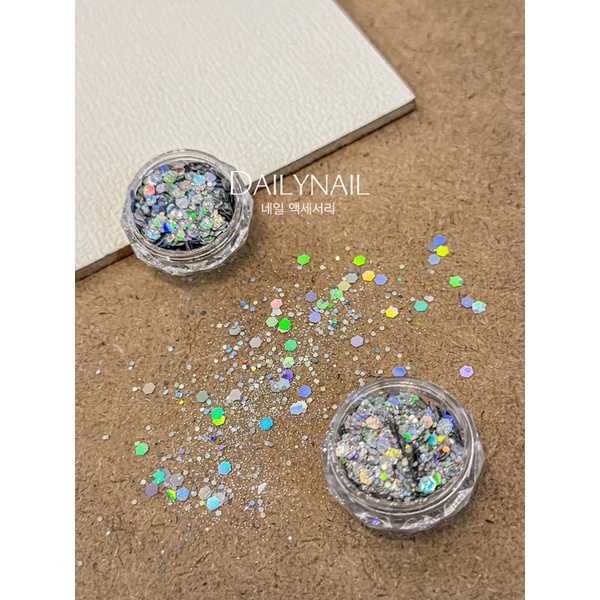 Set nhũ sequin 6 tone bạc ẩn móng daily mix