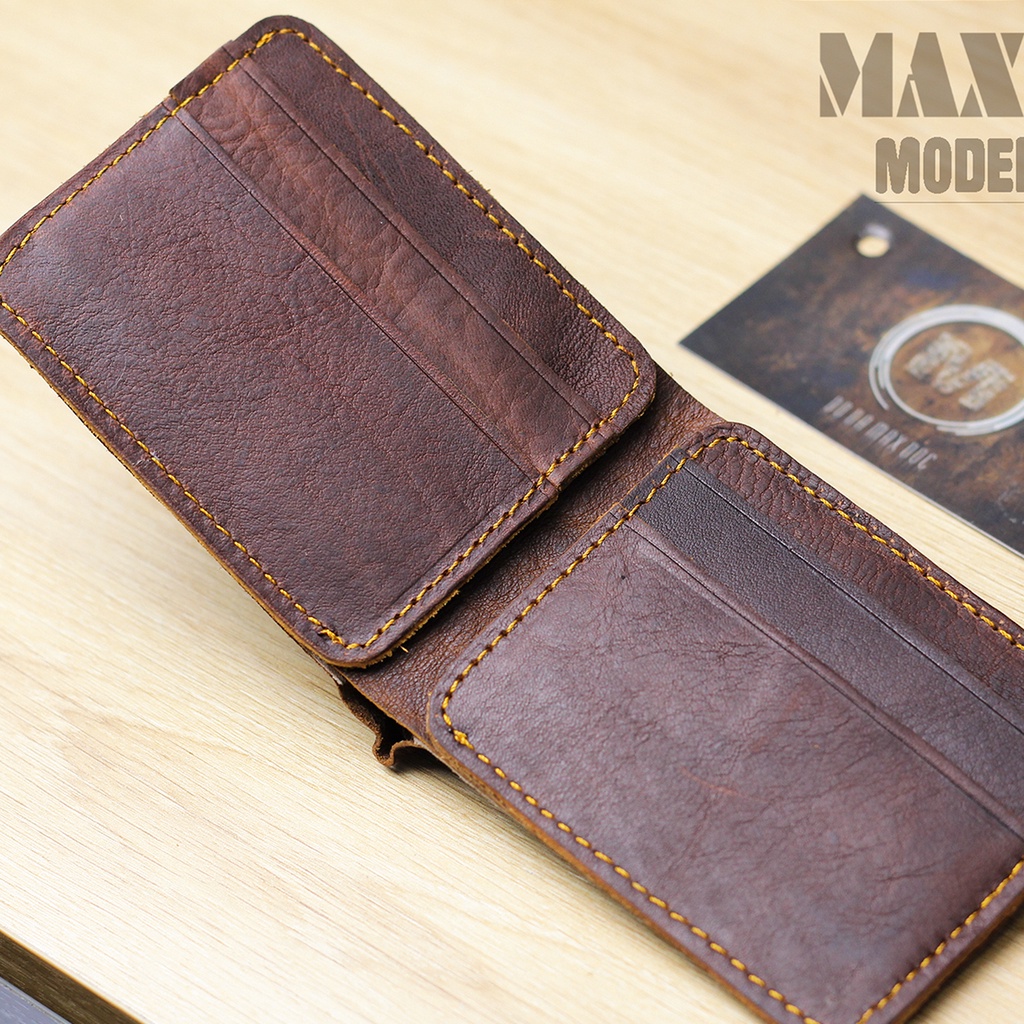 Ví mini nam chất liệu da bò kiểu dáng ngang V106 MAXDOC