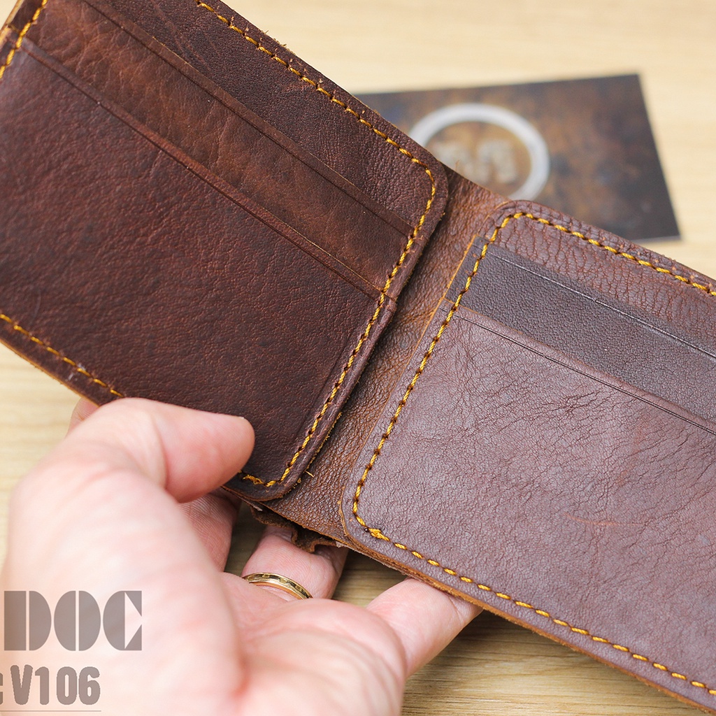 Ví mini nam chất liệu da bò kiểu dáng ngang V106 MAXDOC