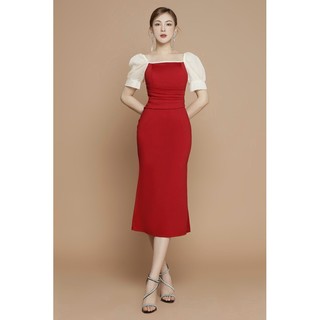 Đầm Đuôi Cá Cổ Vuông Tay Phồng