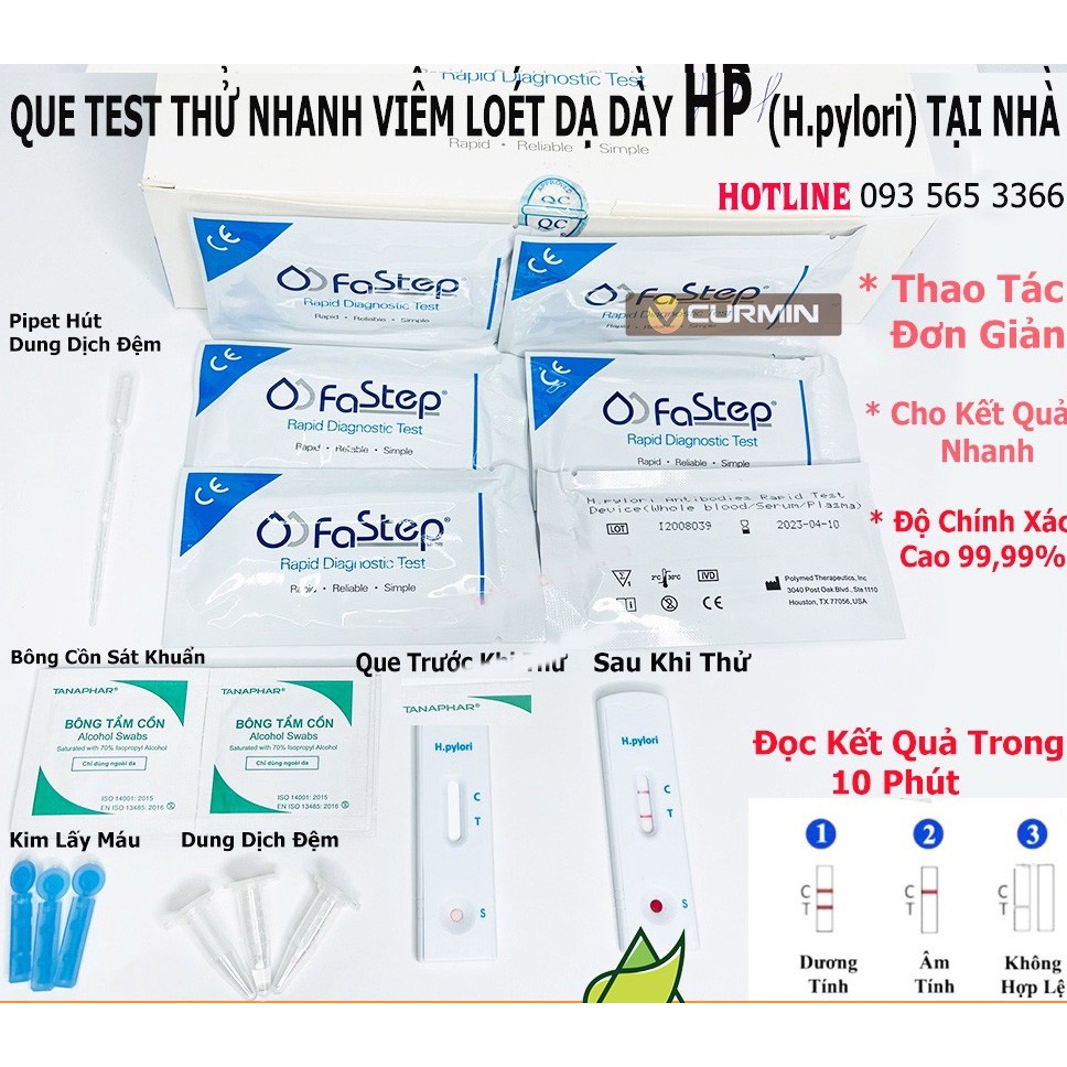 (Chính Hãng) Que Thử Viêm Loét Dạ Dày HP Tại Nhà Fastep Mỹ - Chika