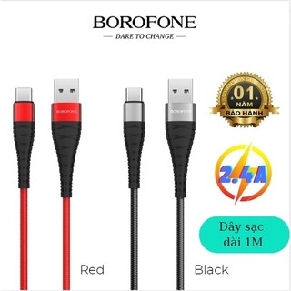 Dây sạc nhanh micro, typec, i.p bx32 bọc dù chính hãng, cáp sạc 2.4a borofone bảo hành 12 tháng