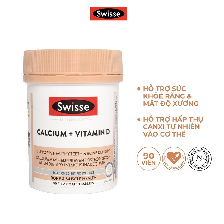 [Sale] Viên Uống Bổ Sung Calcium & Vitamin D Ultiboost 90 Viên Canxi Swisse..