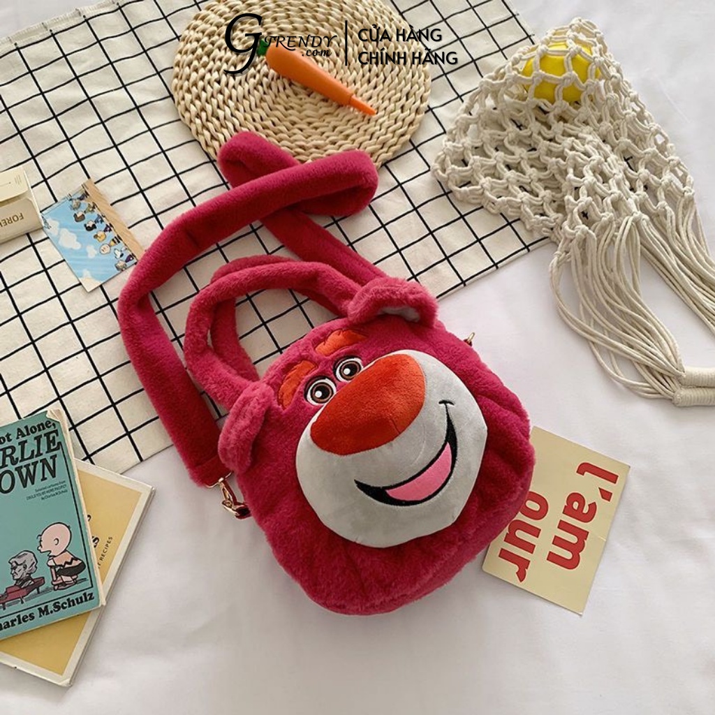 Túi Đeo Chéo Mặt Gấu Hồng Đậm-2 GTRENDY