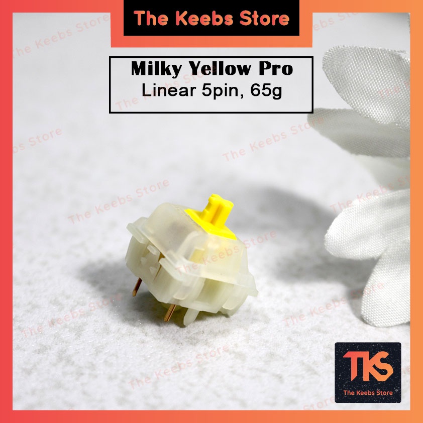 Switch Gateron Milky Yellow Pro 5 Pin | công tắc bàn phím cơ | TKS | BigBuy360 - bigbuy360.vn