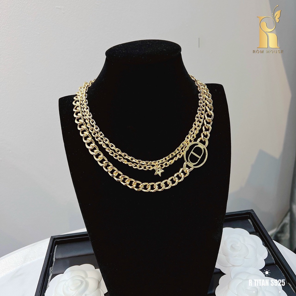 Dây chuyền choker nữ Ròm House dây xích 3 tầng cao cấp dành cho nữ đi dự tiệc